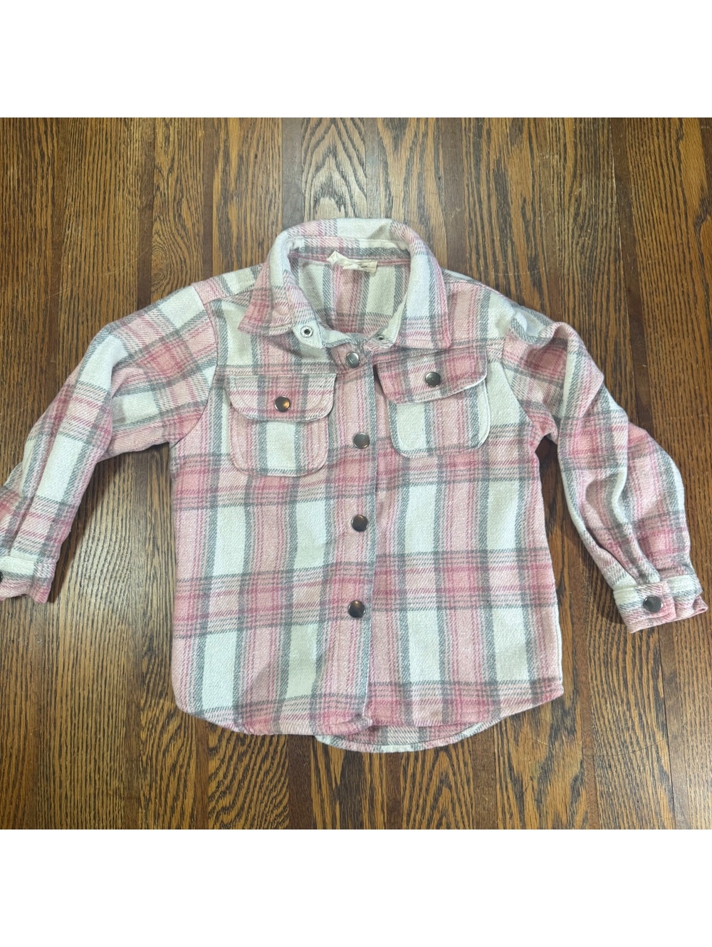 Jessica Simpson Toddler Girls 4T Pink Plaid Flannel Shacket Shirt Jacket